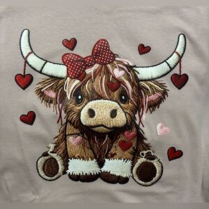 NEW XXXL Valentine Cute Highland Cow Graphic Tee